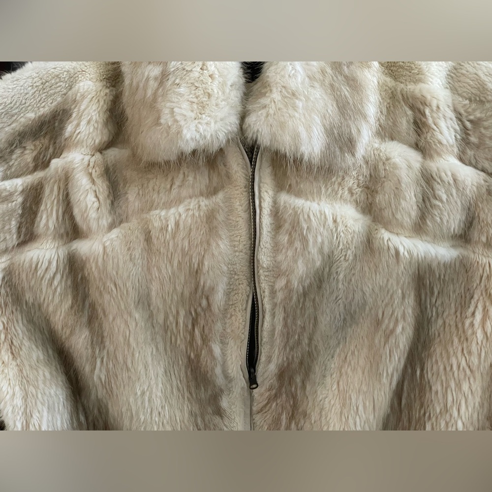 DE AME CHI Vintage Men’s Big & Tall Cream and Brown Fox Fur Jacket - 4XL - Picture 3 of 13